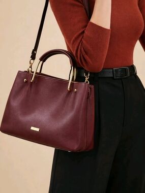 Aldo Burgundy Satchel with Gold Hardware